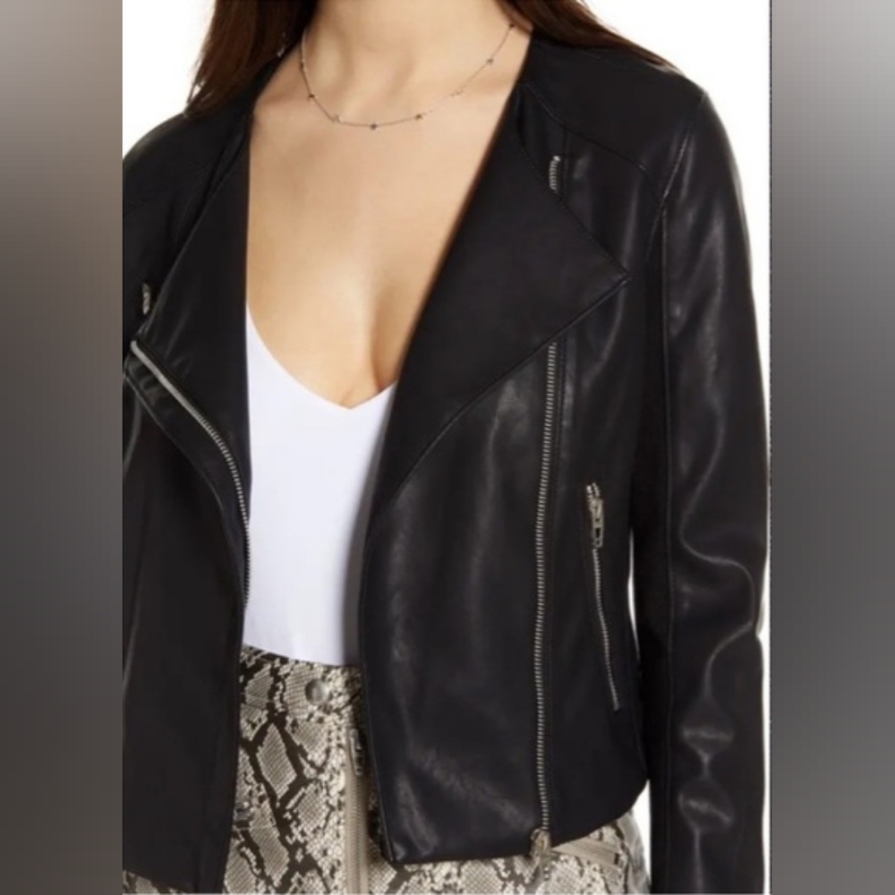 Blank NYC Vegan Leather Black Moto Jacket Size Small